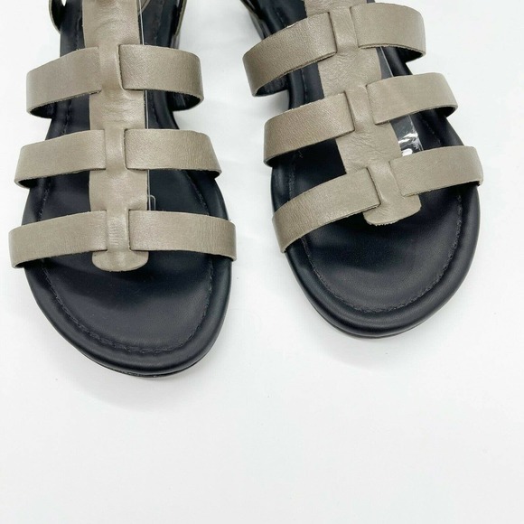 Clarks Viveca Myth Gladiator Sandals Sz 8 Gray Leather Strappy Buckle Low Heel - Picture 3 of 6